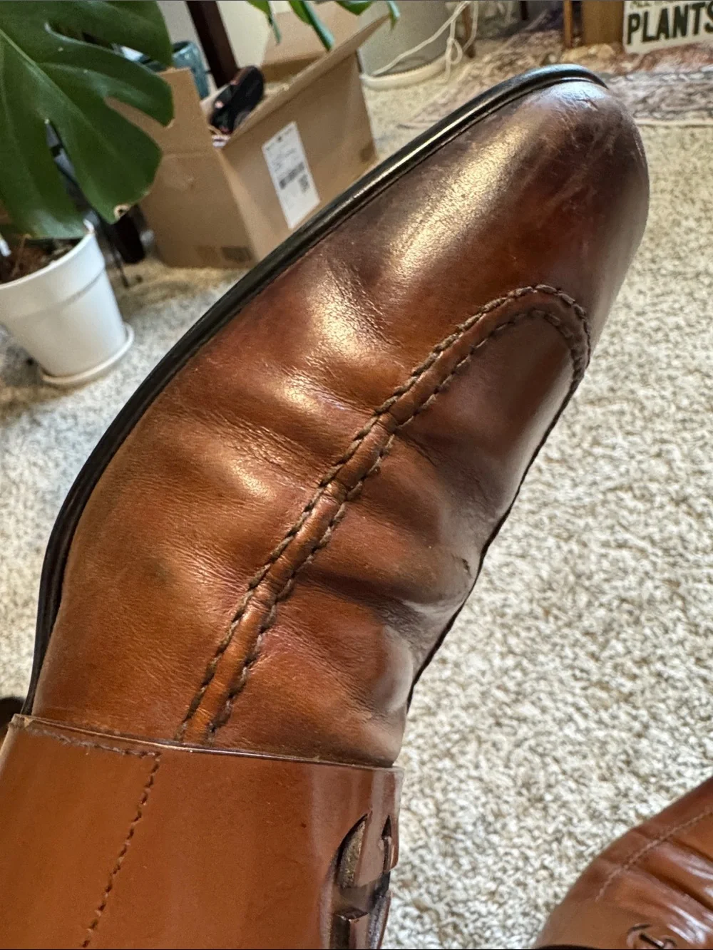 Gucci Brown Leather Logo Strap Men's Loafers